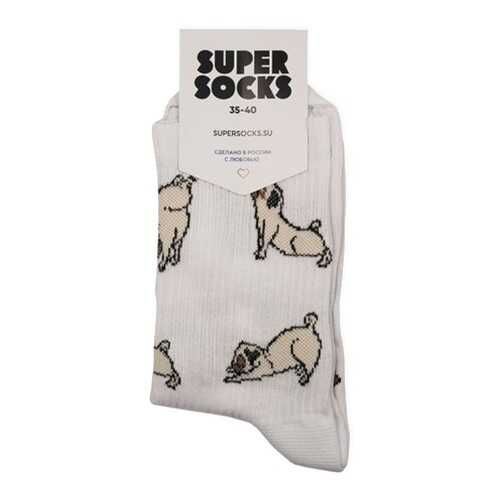 Носки унисекс Super Socks Pugs белые 40-46 в Пижама Пати